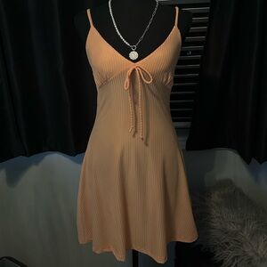 Peachy pink mini dress with tie detail #minidress